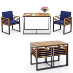 Costway 3 PCS Patio Dining Table Set with Bistro Chairs Large Coffee Table Seat Cushions