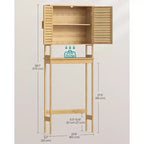 SONGMICS Over The Toilet Storage Cabinet, Cabinet with Adjustable Inside Shelf and Bottom Stabilizer Bar, Toilet Rack, Natural Beige