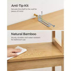 SONGMICS Over The Toilet Storage Cabinet, Cabinet with Adjustable Inside Shelf and Bottom Stabilizer Bar, Toilet Rack, Natural Beige
