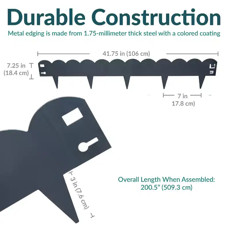 Sunnydaze Outdoor Lawn and Garden Heavy-Duty Steel Scalloped Metal Flexible Landscape Edging Borders - 16' - 5pk