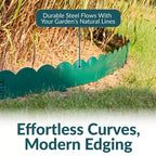 Sunnydaze Outdoor Lawn and Garden Heavy-Duty Steel Scalloped Metal Flexible Landscape Edging Borders - 16' - 5pk