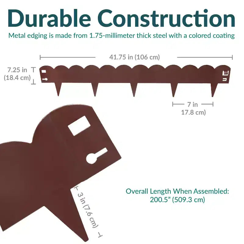 Sunnydaze Outdoor Lawn and Garden Heavy-Duty Steel Scalloped Metal Flexible Landscape Edging Borders - 16' - 5pk