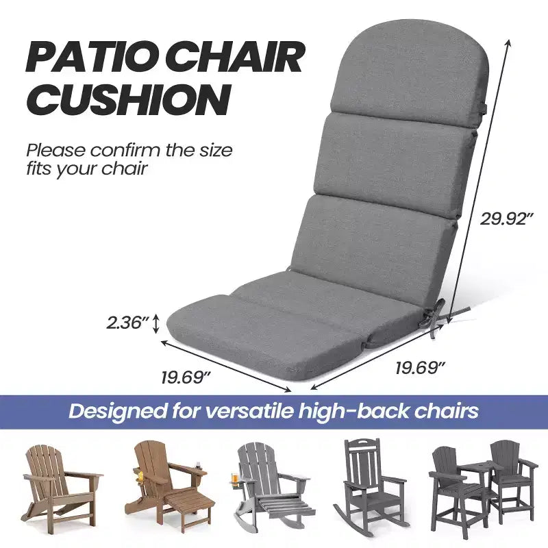 Crestlive Products Adirondack Chair Cushion High Back Patio Water Resistant Fade Resistant