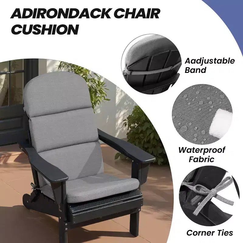 Crestlive Products Adirondack Chair Cushion High Back Patio Water Resistant Fade Resistant
