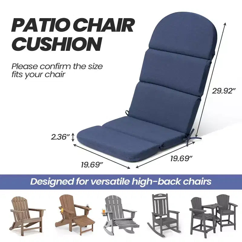 Crestlive Products Adirondack Chair Cushion High Back Patio Water Resistant Fade Resistant