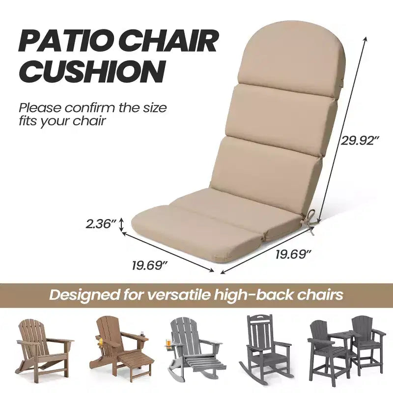 Crestlive Products Adirondack Chair Cushion High Back Patio Water Resistant Fade Resistant