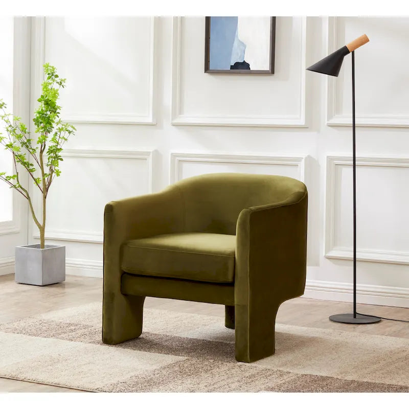 SAFAVIEH Couture Evchen Velvet Accent Chair - 30 W x 28 L x 30 H - 30Wx28Dx30H