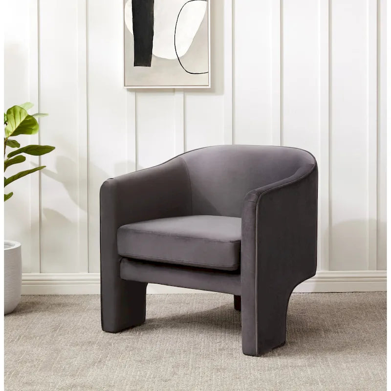 SAFAVIEH Couture Evchen Velvet Accent Chair - 30 W x 28 L x 30 H - 30Wx28Dx30H