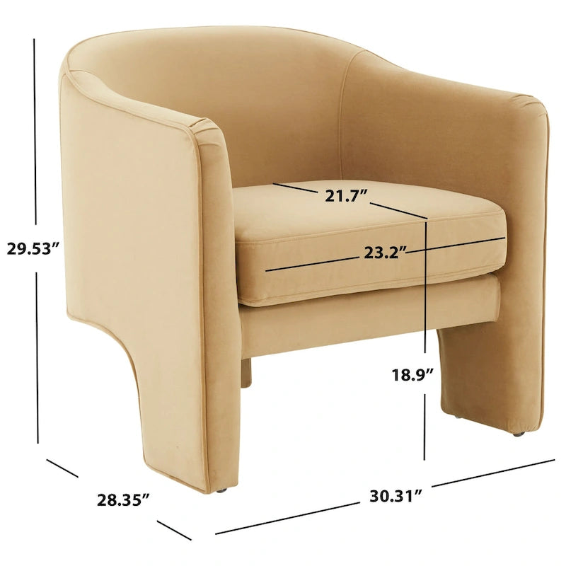 SAFAVIEH Couture Evchen Velvet Accent Chair - 30 W x 28 L x 30 H - 30Wx28Dx30H