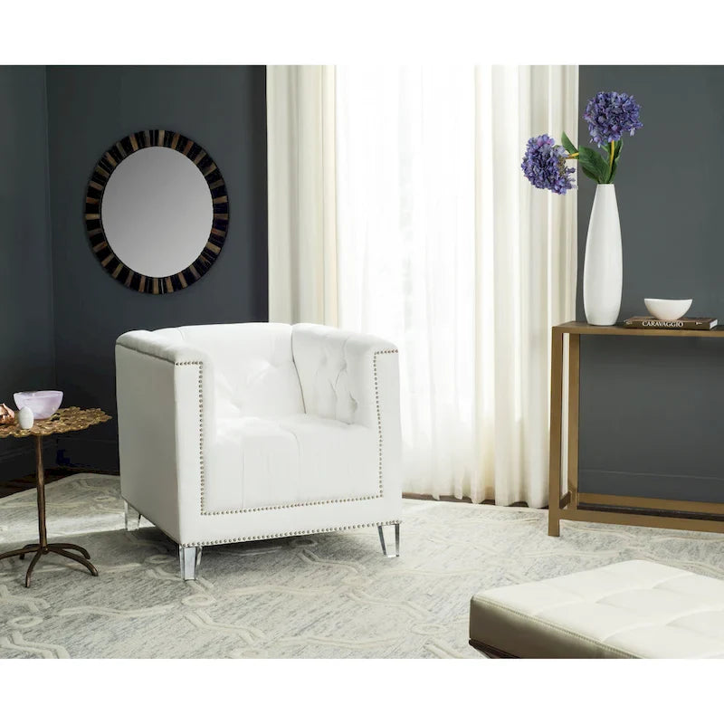 SAFAVIEH Kamilah White/ Clear Club Chair - 31.9 x 33.9 x 29.9 - 32Wx34Dx30H