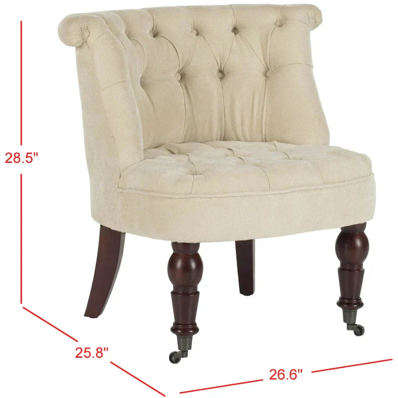 SAFAVIEH Shanell Natural Cream Tufted Chair - 26.4 x 24.2 x 27