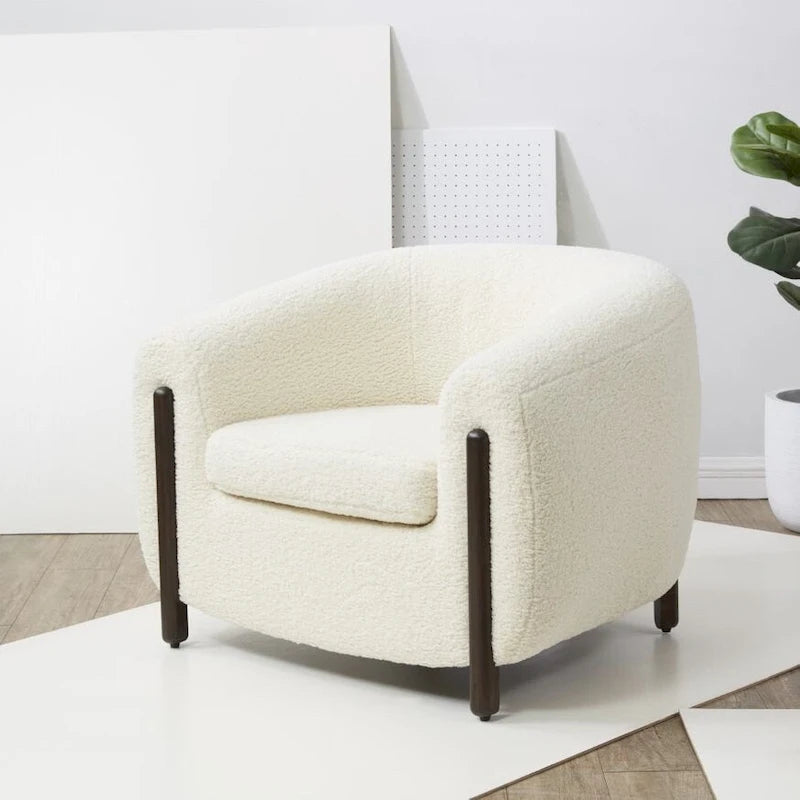 SAFAVIEH Couture Yauheniya Barrel Back Accent Chair - 38 In. W x 34 In. D x 28 In. H - 38Wx34Dx28H