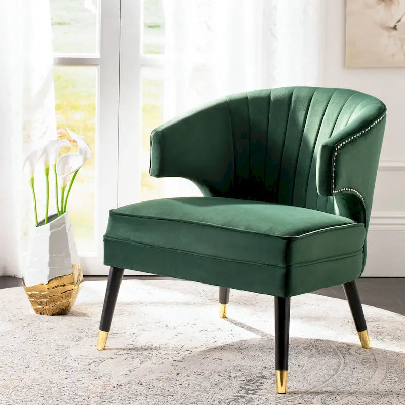 SAFAVIEH Amalia Velvet Wingback Accent Chair - 26.8 x 28 x 31.9 - 27Wx28Dx32H