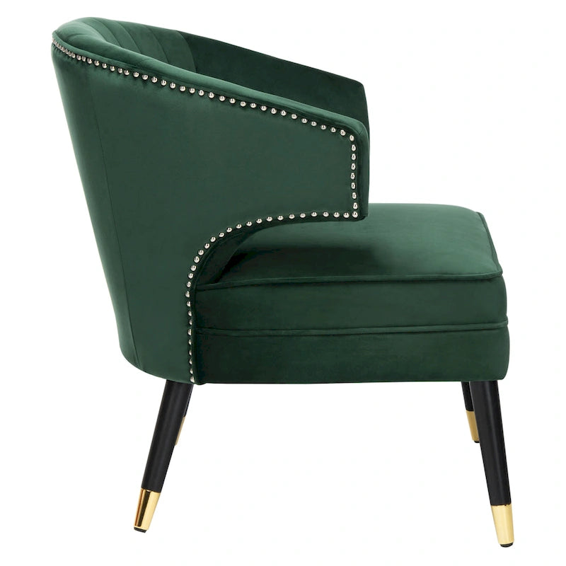 SAFAVIEH Amalia Velvet Wingback Accent Chair - 26.8 x 28 x 31.9 - 27Wx28Dx32H