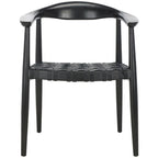 SAFAVIEH Birtie Woven Leather & Solid Wood Accent Chair (Fully Assembled) - W25 x D22 x H22 - 25Wx22Dx22H