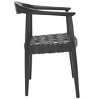 SAFAVIEH Birtie Woven Leather & Solid Wood Accent Chair (Fully Assembled) - W25 x D22 x H22 - 25Wx22Dx22H