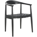 SAFAVIEH Birtie Woven Leather & Solid Wood Accent Chair (Fully Assembled) - W25 x D22 x H22 - 25Wx22Dx22H