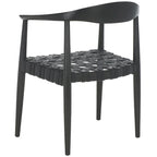 SAFAVIEH Birtie Woven Leather & Solid Wood Accent Chair (Fully Assembled) - W25 x D22 x H22 - 25Wx22Dx22H