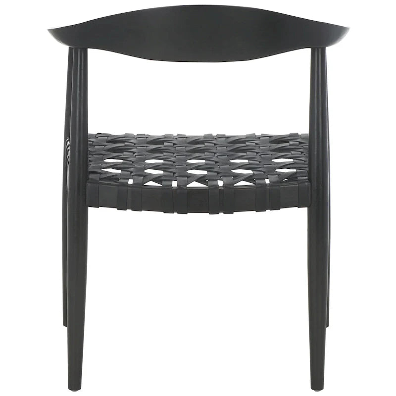 SAFAVIEH Birtie Woven Leather & Solid Wood Accent Chair (Fully Assembled) - W25 x D22 x H22 - 25Wx22Dx22H