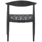 SAFAVIEH Birtie Woven Leather & Solid Wood Accent Chair (Fully Assembled) - W25 x D22 x H22 - 25Wx22Dx22H