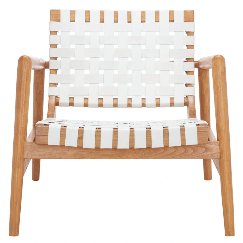 SAFAVIEH Vena Leather Woven Accent Chair - 30 W x 28 D x 28 H - 30Wx28Dx28H