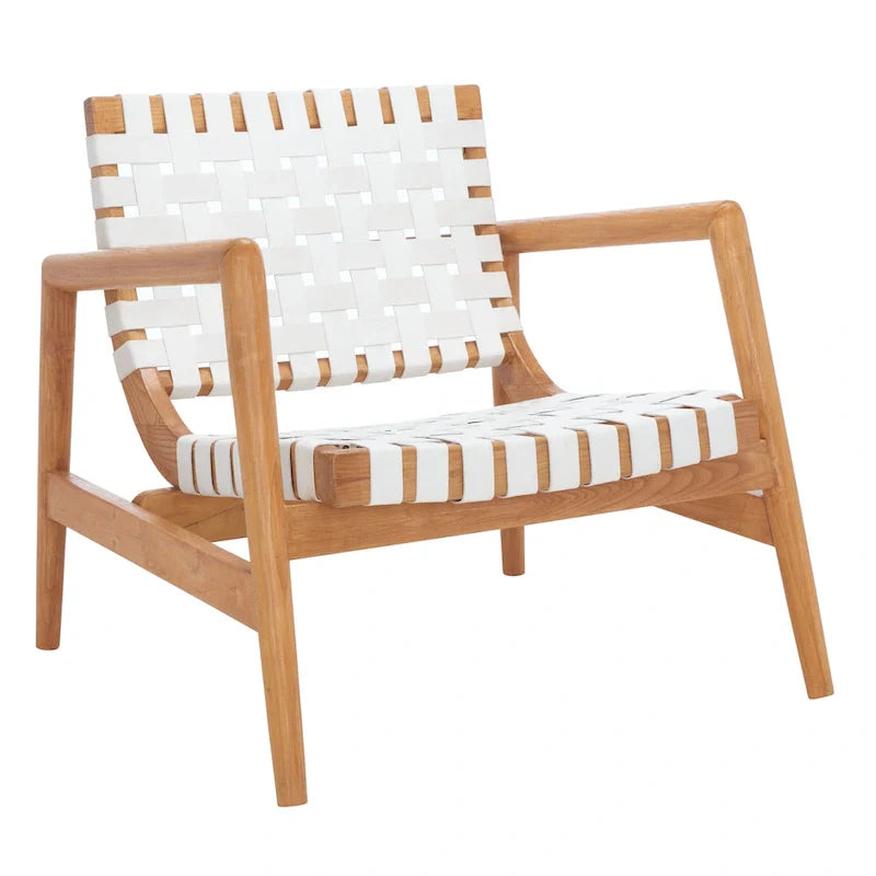 SAFAVIEH Vena Leather Woven Accent Chair - 30 W x 28 D x 28 H - 30Wx28Dx28H