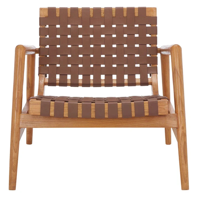 SAFAVIEH Vena Leather Woven Accent Chair - 30 W x 28 D x 28 H - 30Wx28Dx28H