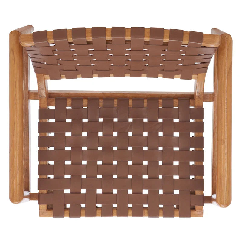 SAFAVIEH Vena Leather Woven Accent Chair - 30 W x 28 D x 28 H - 30Wx28Dx28H