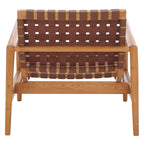 SAFAVIEH Vena Leather Woven Accent Chair - 30 W x 28 D x 28 H - 30Wx28Dx28H