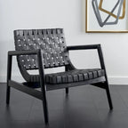 SAFAVIEH Vena Leather Woven Accent Chair - 30 W x 28 D x 28 H - 30Wx28Dx28H
