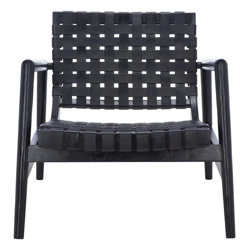 SAFAVIEH Vena Leather Woven Accent Chair - 30 W x 28 D x 28 H - 30Wx28Dx28H