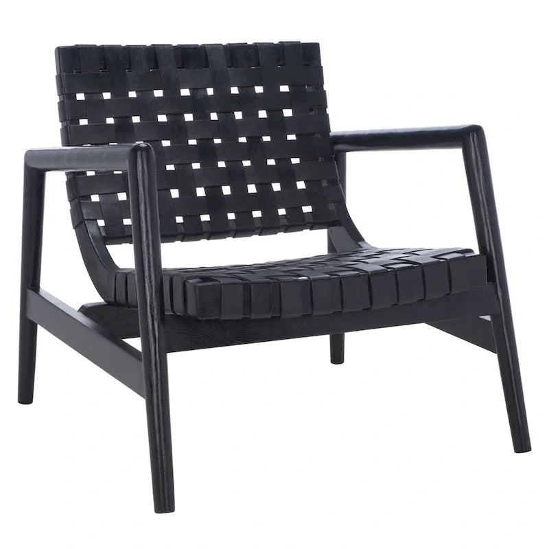 SAFAVIEH Vena Leather Woven Accent Chair - 30 W x 28 D x 28 H - 30Wx28Dx28H