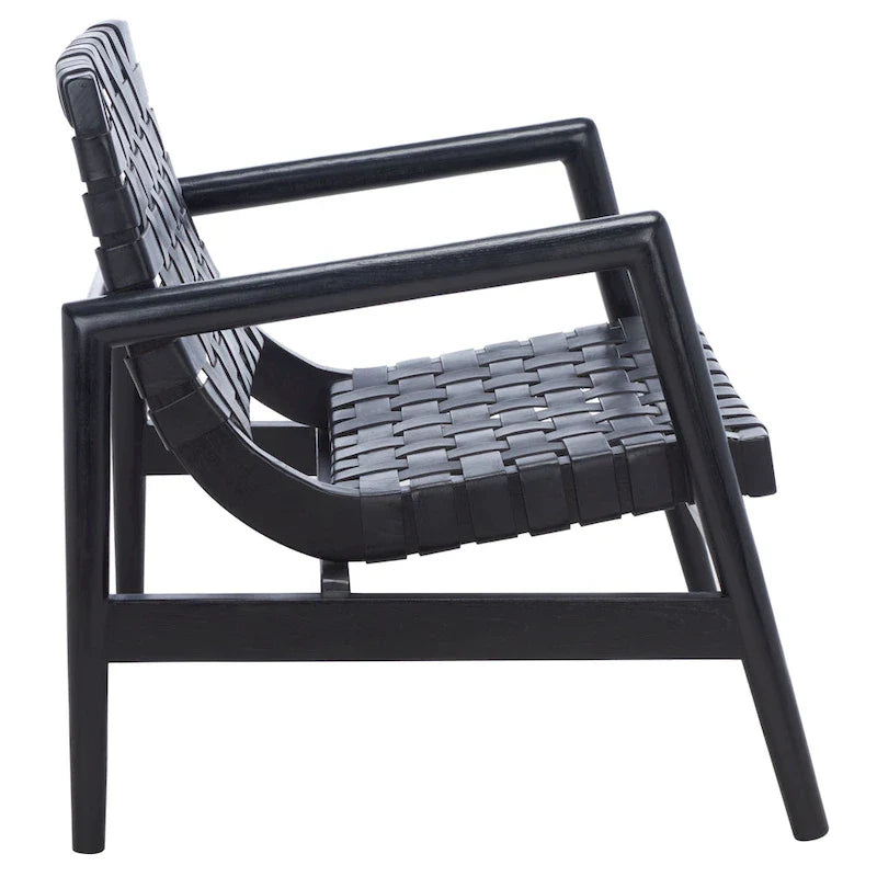 SAFAVIEH Vena Leather Woven Accent Chair - 30 W x 28 D x 28 H - 30Wx28Dx28H