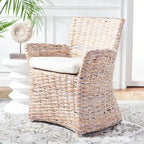 SAFAVIEH Ginny Wicker Washed Out Grey Arm Chair - 28 W x 24 D x 33 H - 28Wx24Dx33H