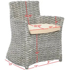 SAFAVIEH Ginny Wicker Washed Out Grey Arm Chair - 28 W x 24 D x 33 H - 28Wx24Dx33H
