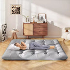 Costway Twin/Full/Queen/King Futon Mattress Japanese Floor Pad Washable Cover Carry Bag Grey
