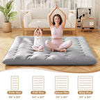 Costway Twin/Full/Queen/King Futon Mattress Japanese Floor Pad Washable Cover Carry Bag Grey