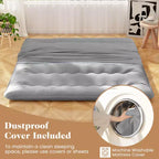 Costway Twin/Full/Queen/King Futon Mattress Japanese Floor Pad Washable Cover Carry Bag Grey