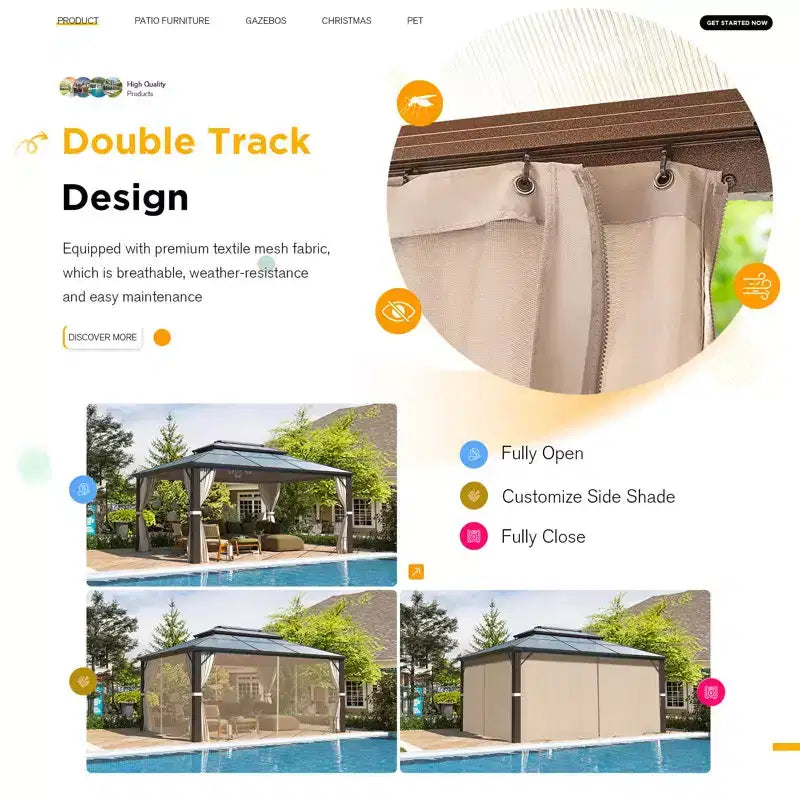 EROMMY Aluminum Patio Gazebo