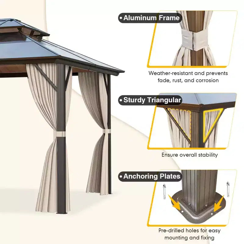 EROMMY Aluminum Patio Gazebo