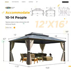 EROMMY Aluminum Patio Gazebo