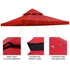 Yescom 10x10Ft UV30+ Gazebo Replacement Top for 2 Tier Outdoor Canopy Cover Patio Backyard Party Deck Red