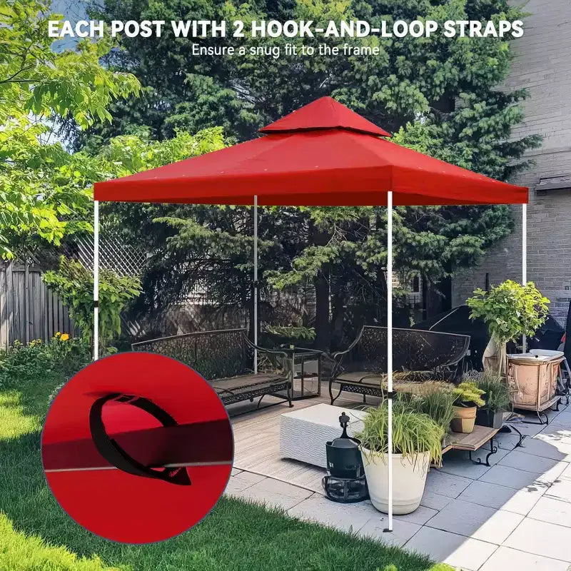 Yescom 10x10Ft UV30+ Gazebo Replacement Top for 2 Tier Outdoor Canopy Cover Patio Backyard Party Deck Red