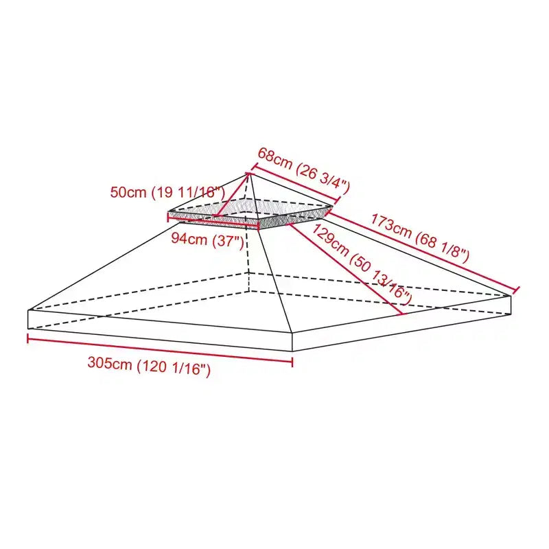 Yescom 10x10Ft UV30+ Gazebo Replacement Top for 2 Tier Outdoor Canopy Cover Patio Backyard Party Deck Red