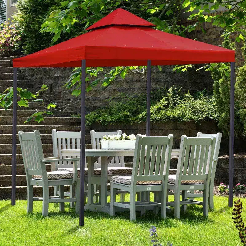 Yescom 10x10Ft UV30+ Gazebo Replacement Top for 2 Tier Outdoor Canopy Cover Patio Backyard Party Deck Red