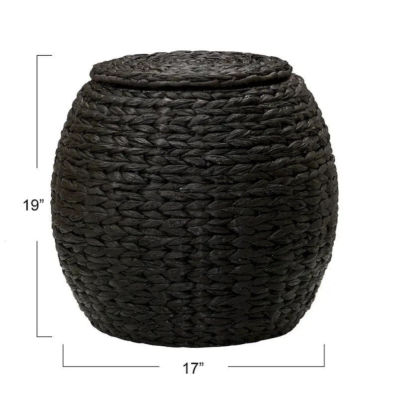 Household Essentials Handwoven Barrel Wicker Storage Basket Side Table - 17.0L x 17.0W x 19.0H