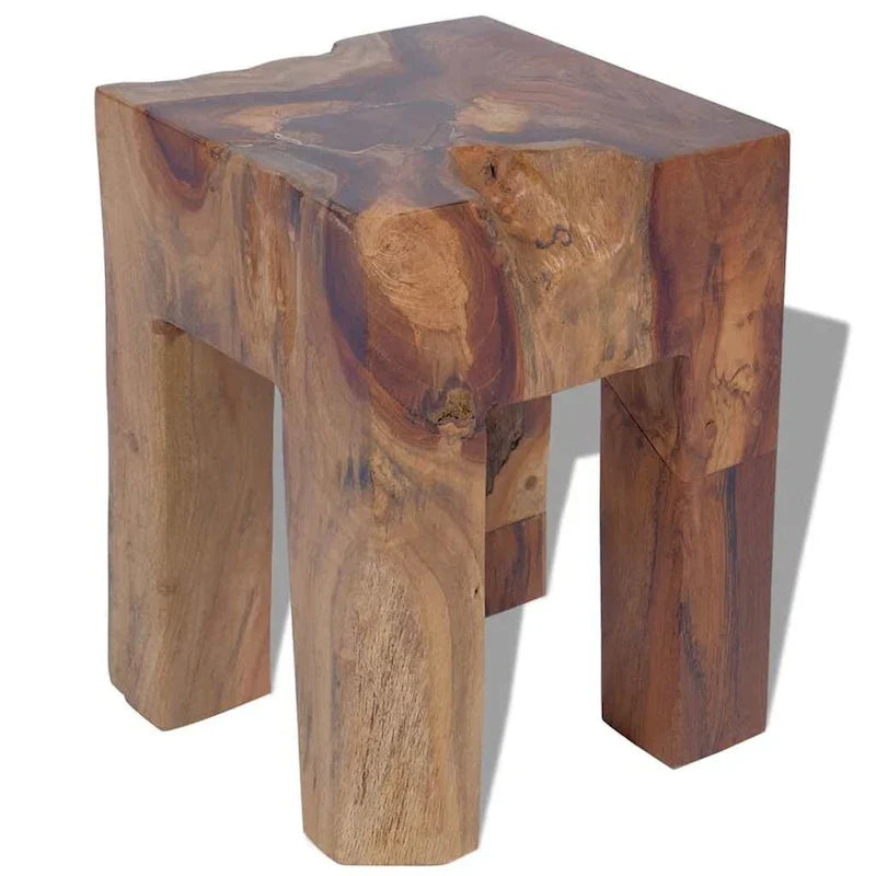 vidaXL Solid Teak Wood Stool, Small Side Table, Brown - 11.8 x 11.8 x 15.7