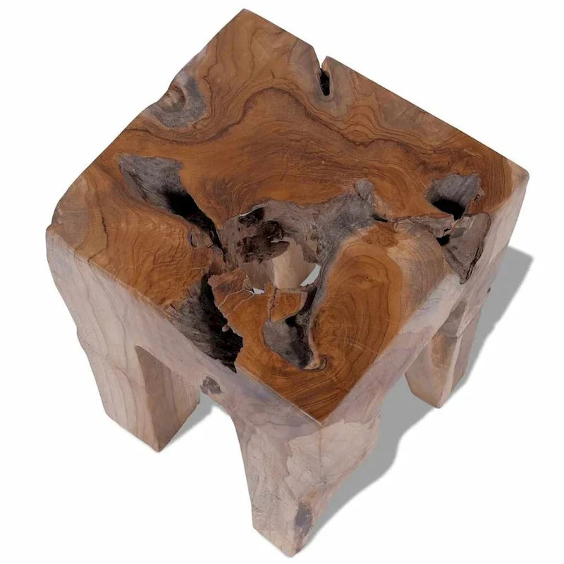vidaXL Solid Teak Wood Stool, Small Side Table, Brown - 11.8 x 11.8 x 15.7
