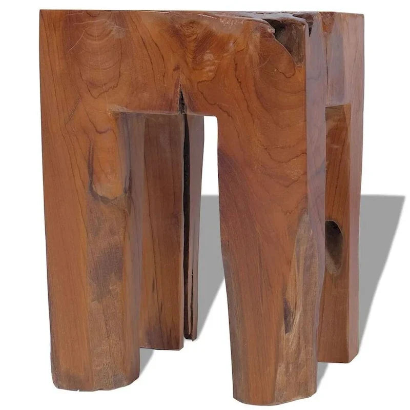 vidaXL Solid Teak Wood Stool, Small Side Table, Brown - 11.8 x 11.8 x 15.7