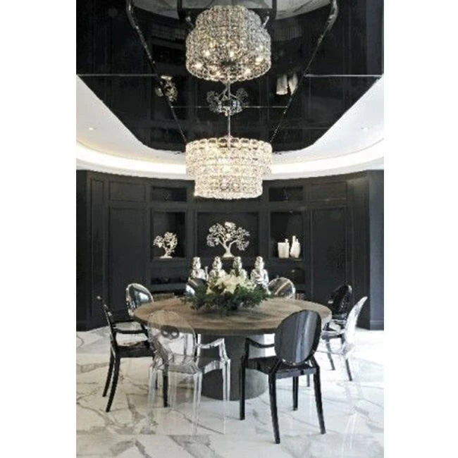 Designer Style Modern Dining Kitchen Crystal Clear Molded Plastic Transparent with arm Chairs Indoor Outdoor